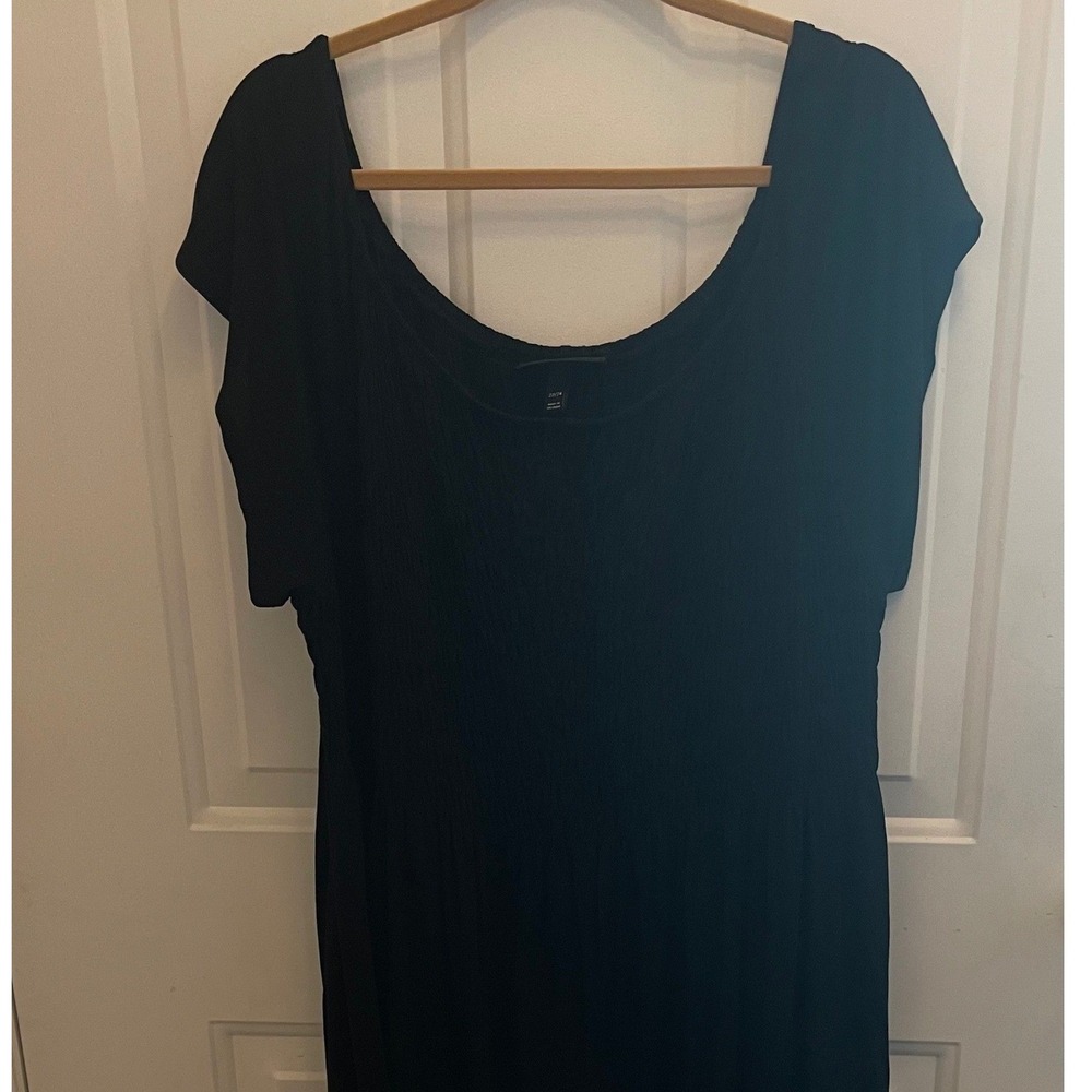 Lane Bryant Black Smocked Bodice Midi Dress Womens 22/24 Peasant Boho
